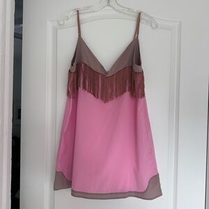 Elegant Pink and Brown Fringe Camisole